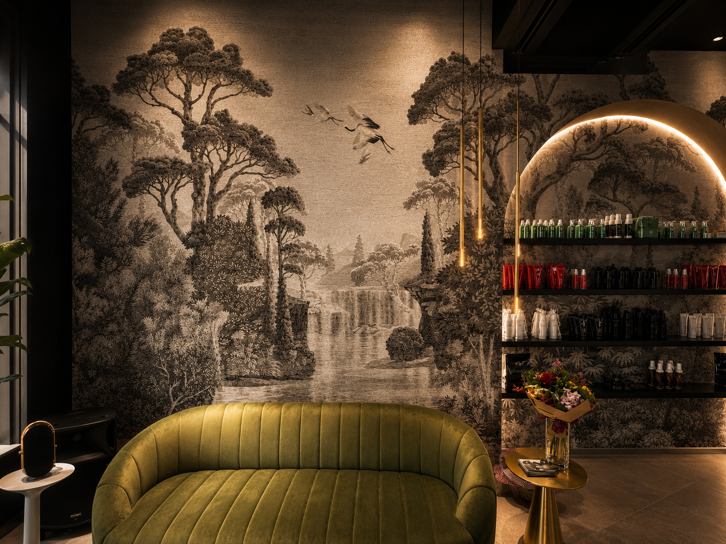 Area lounge MAISON 43 con arredo elegante e atmosfera riservata